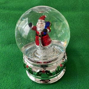 San Francisco Santa Silver Water Globe Music Box - In Original Box